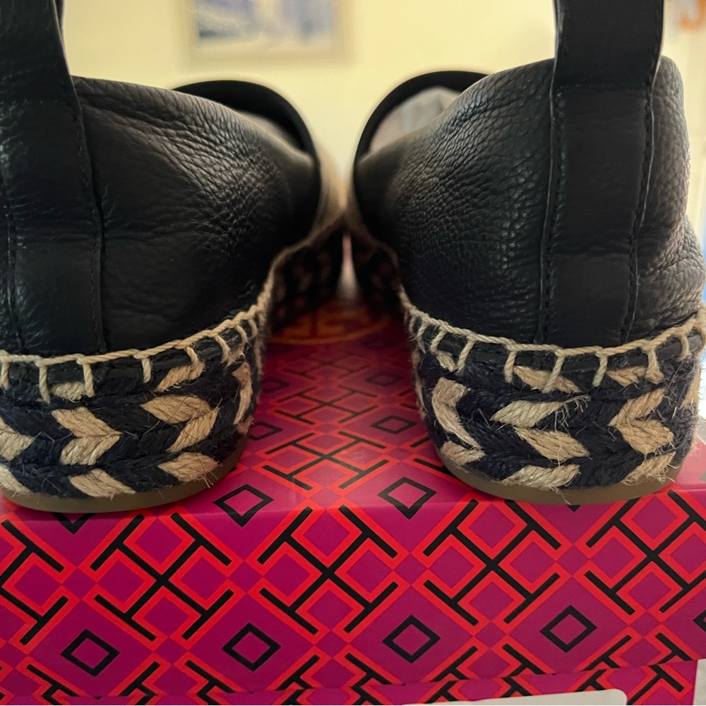 Tory Burch Black and Cream Logo Espadrille Flats - Picture 5 of 6